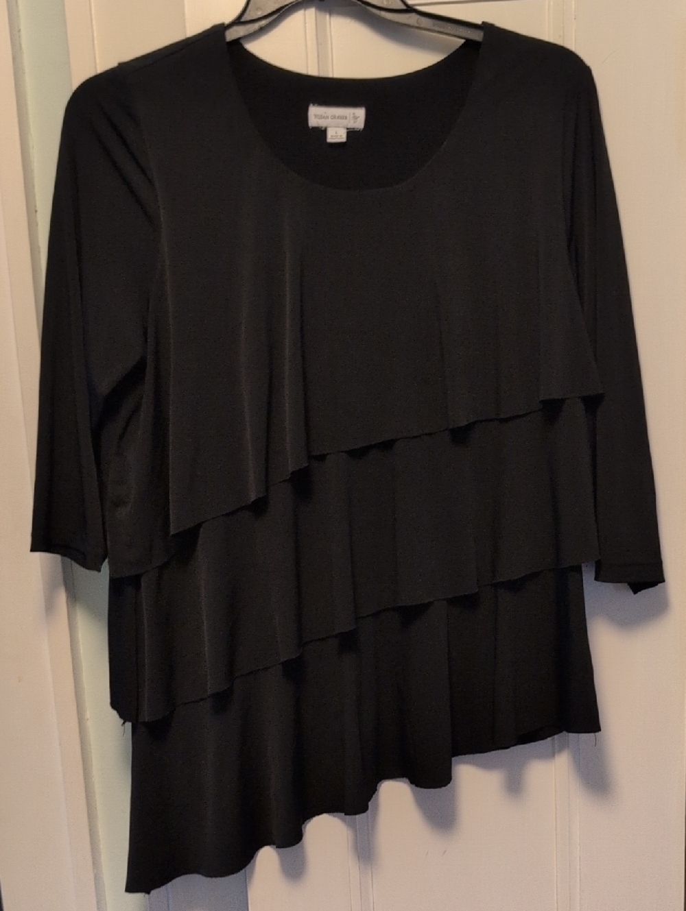 Susan Graver Black Layered Scoop Neck Tunic L